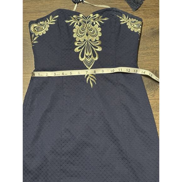 Lilly Pulitzer Demi Convertible Dress True Navy & Gold Size 00 - Picture 3 of 9